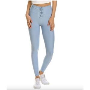 WEWOREWHAT Lace up High Rise leggings in Dusty Blue